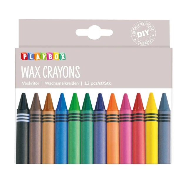 Vaxkrita Playbox tjock, 12-pack, blandade basfärger - 1