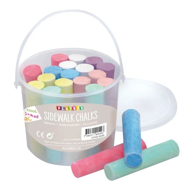 Gatukritor Playbox Blandade färger, 20-pack, hink med handtag - 1