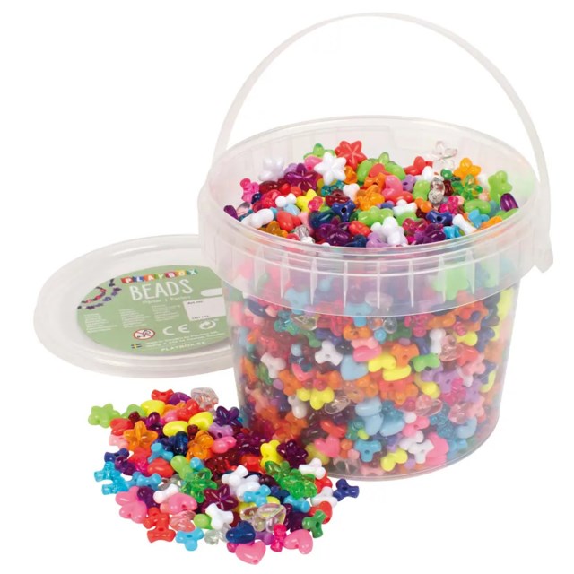 Plastpärlor Playbox Hjärtan Stjärnor Propellrar, blandade färger, 2100 st - 1