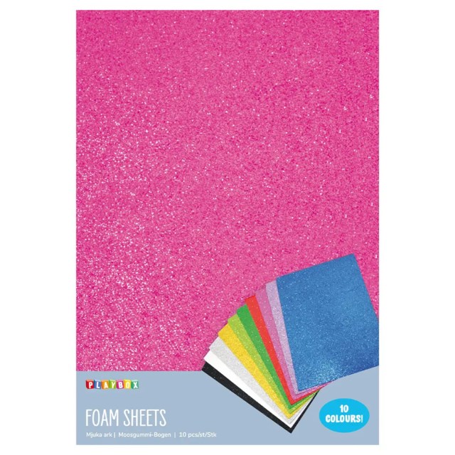 Dekorgummi Playbox Glitter, 30x20 cm, 10-pack - 1
