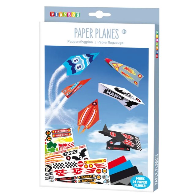 Pysselset Playbox Pappersflygplan med stickers - 1