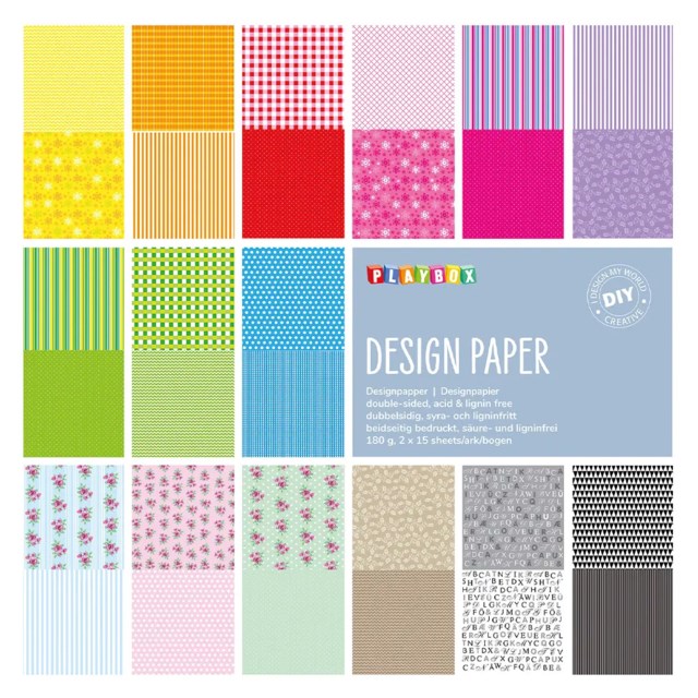 Designblock Playbox Mönstrat, 305x305 mm, 30 ark - 1