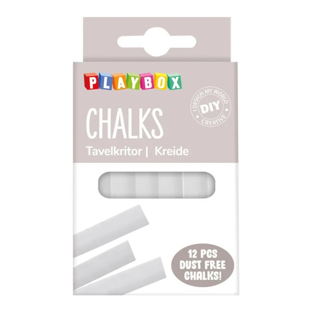 Tavelkritor Playbox Vita, tvättbara, 12-pack - 1