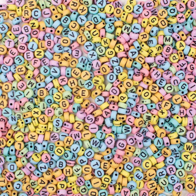Bokstavspärlor Playbox Pastell, 6,5 mm - 1