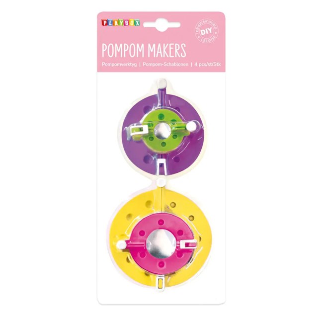 Pompomverktyg Playbox, 4 storlekar, 4-pack - 1