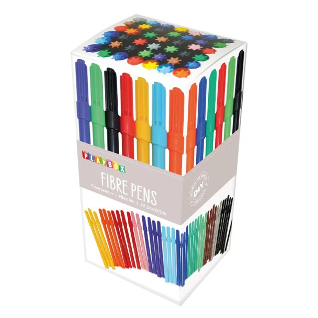 Tuschpenna Playbox Smal, 12 färger, 42 st - 1