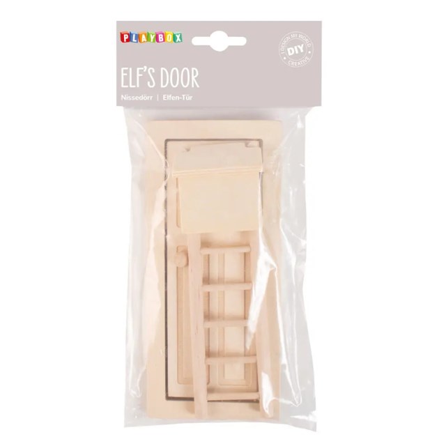 Nissedörr Playbox, trä, omålad, för jul och påsk - 1