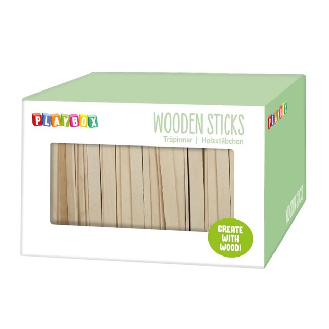 Träpinnar Playbox Naturfärgade, 1000 st, förvaringsbox - 1