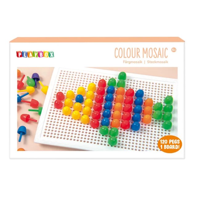 Pysselset Playbox Färgmosaik, platta och mosaikbitar, basfärger - 1