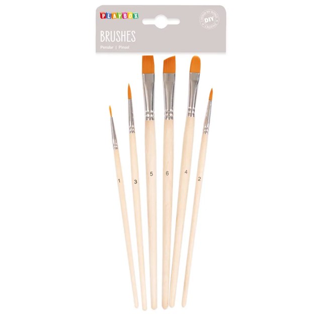 Penselset Playbox Runda och Flata, 6-pack - 1