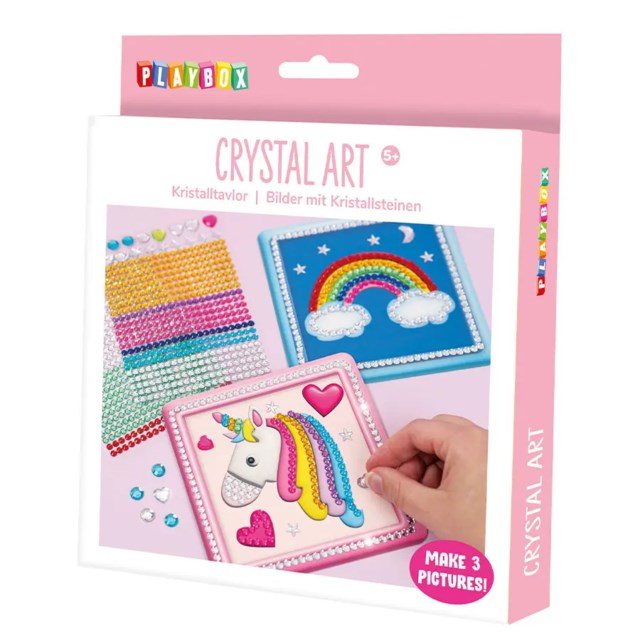 Pysselset Playbox Kristalltavlor, 3 motiv, självhäftande stenar - 1