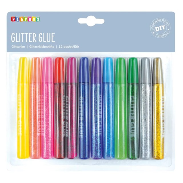Glitterlim Playbox, 12 tuber, blandade färger - 1