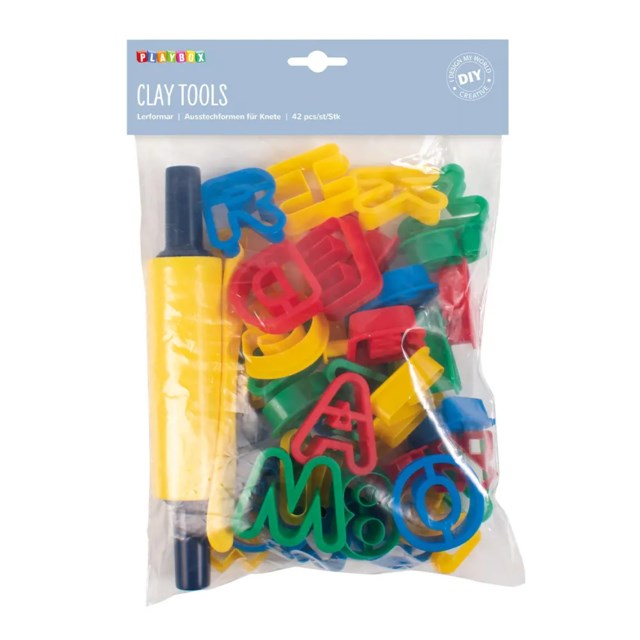 Lerformar Playbox Bokstäver och Siffror, A-Z, 0-9, kavel, plastkniv - 1