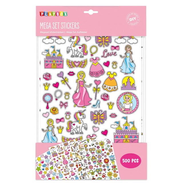 Klistermärken Playbox Megaset Prinsessa, 500 st, 8 ark - 1