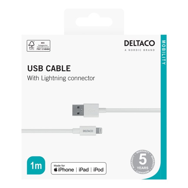 USB-C till DisplayPortskabel Deltaco 4K UHD 1m svart - 1m - 1