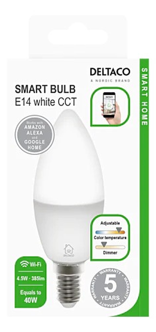 Lampa LED Deltaco Smart Home E14 4,5W dimbar - E14 4,5W - 1