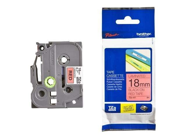 Märkband Brother svart/röd 18mm x 8m - 18mmx8m - 1