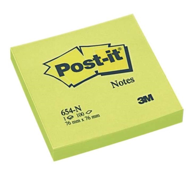 Post It Block 76X76 Neongrön 100 Blad/Block, STYCK! - 76x76mm - 1