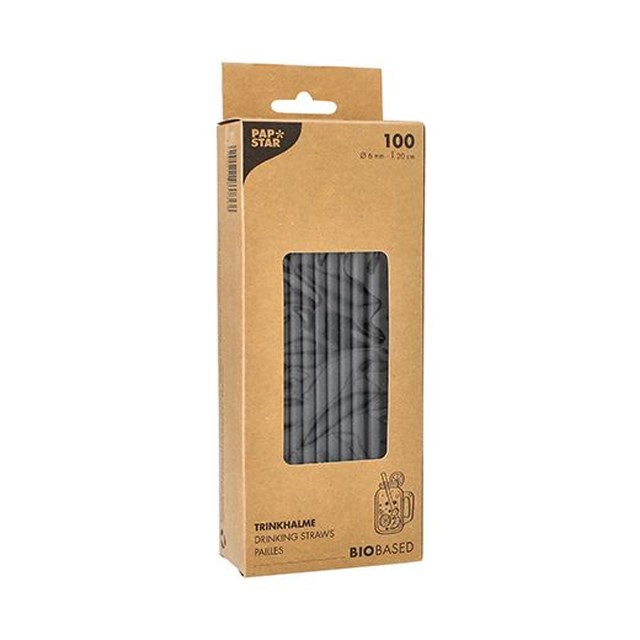 Sugrör av papper Ø 6 mm · 20 cm svart, 100st/fp - 200mm - 1