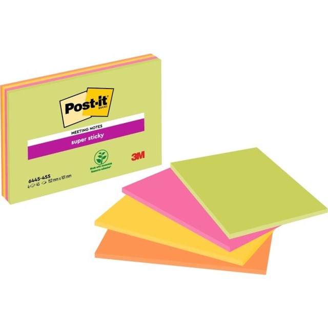 Post-it Super Sticky Mötesblock 152x101mm 4st/fp - 152x101mm - 1