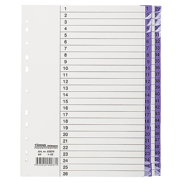 Pappersregister Timing Mega A4 1-52 lila - A3L - 1