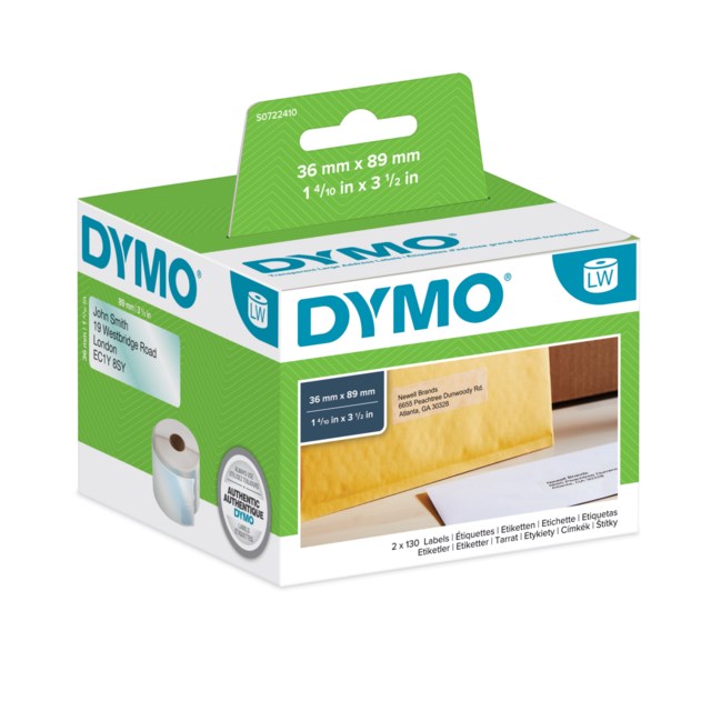 Etikett Dymo LW Plast 89x36 mm transparent 260st/rle - 89x36mm - 1