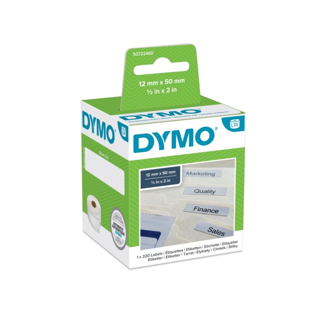 Etikett Dymo LW Papper 12x50 mm vit 220st/rle - 12x50mm - 1