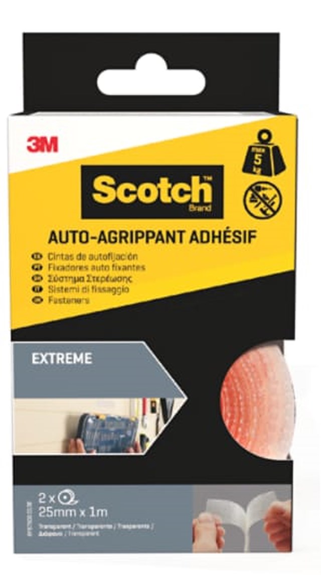 Kardborrband Scotch Extreme 25mm x 1,2m transp. - 25mmx1,2m - 1