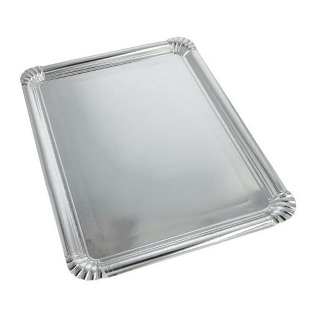 Serveringsfat papper, silver, kantig 34x455cm 10st/fp - 340mmx4,55m - 1