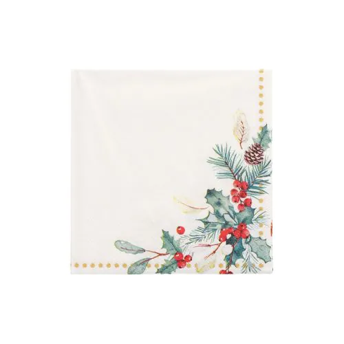 Servett 3-lags 25x25cm 1/4-vikt Mistel & Kotte röd 50st/fp - 1