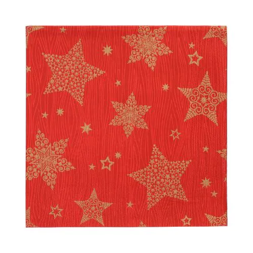Servett 3-lags 33x33cm 1/4-vikt Christmas Shine röd 100st/fp - 1