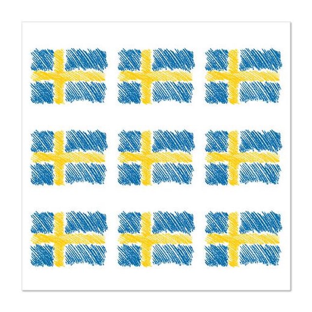 Servett 3-lags 33x33cm, 1/4 vikt, "Sverigeflagga" 20/fp. - 330x330mm - 1