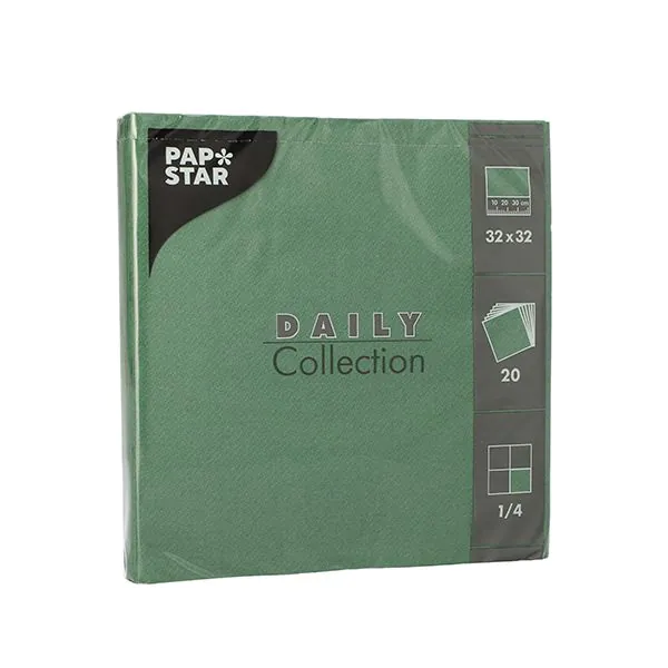 Servett Pappstar Daily Collection 1/4-vikt, 32x32 cm, mörkgrön, 20 st - 1