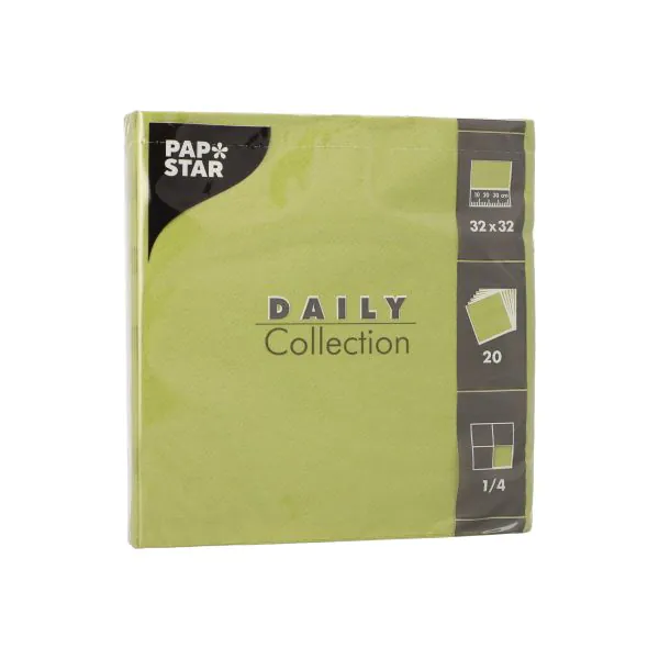 Pappersservett Pappstar Daily Collection 1/4-vikt, oliv, 32x32 cm, 20 st - 1