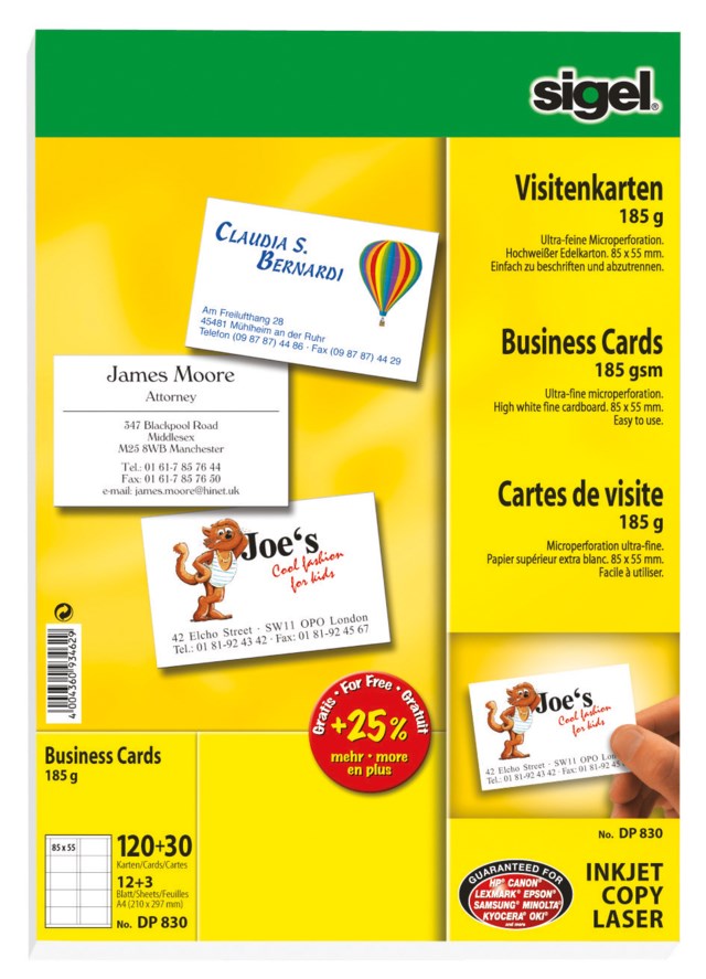 Visitkort Sigel 85x55mm 185g 150st/fp - XL - 1