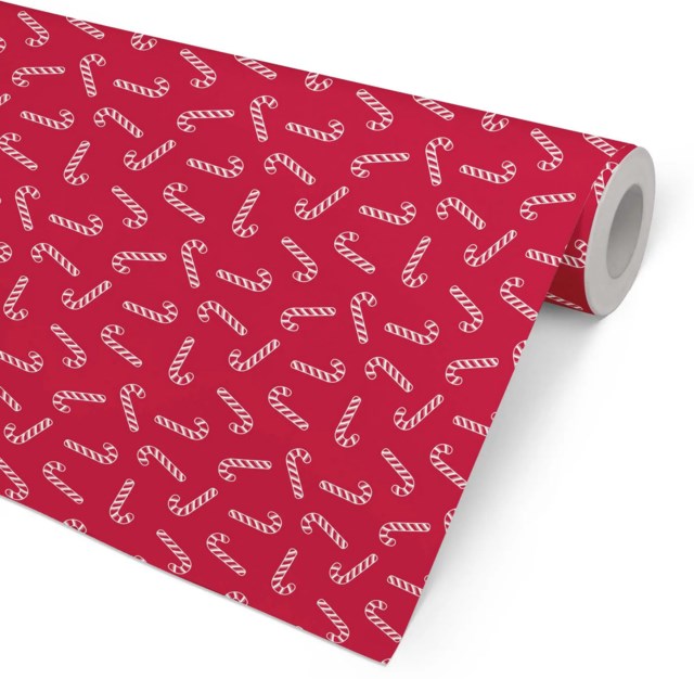 Julpapper Polka Cane, röd 57cm x 154m 7kg - 570mmx154m - 1