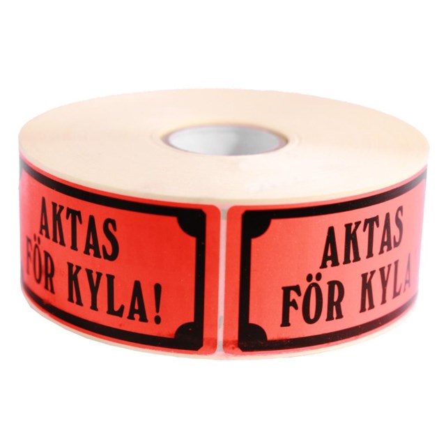 Varningsetikett Aktas för kyla 1000st/rl - 50x100mm - 1