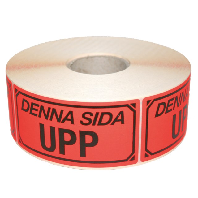 Varningsetikett Denna sida upp 1000st/rl - 50x100mm - 1