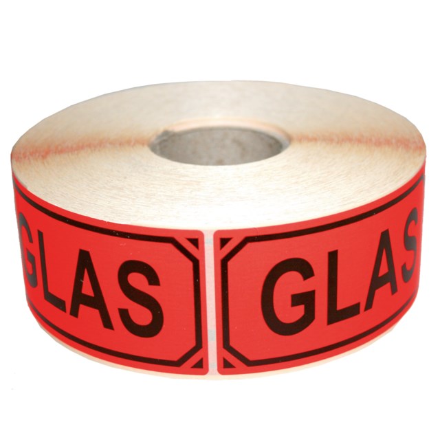 Varningsetikett Glas 1000st/rl - 100x50mm - 1