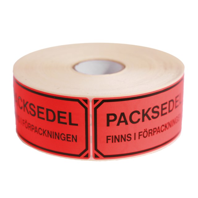 Varningsetikett Packsedel finns i förpackningen 1000st/rl - 50x100mm - 1