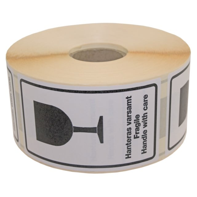 Transportetikett Hanteras varsamt - 70x120mm - 1