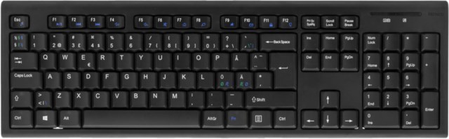 Trådlöst Tangentbord Nordisk USB Nano Mottagare  Svart - 1