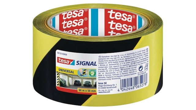 Varningstejp Tesa gul/svart 50mm x 66m - 50mmx66m - 1