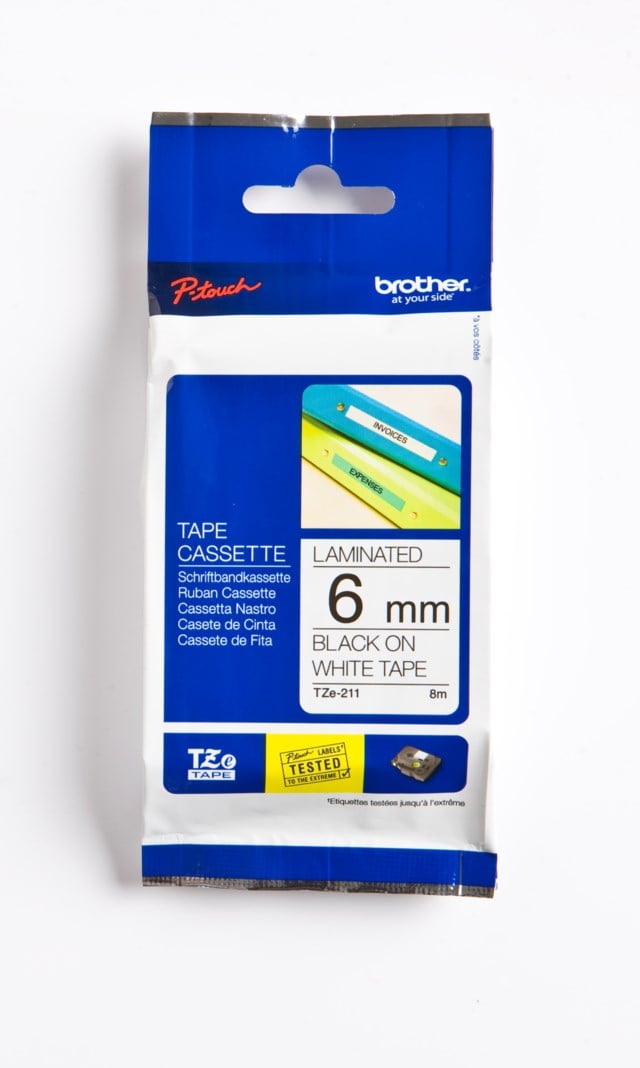 Märkband Brother svart/vit 6mm x 8m - 6mmx8m - 1