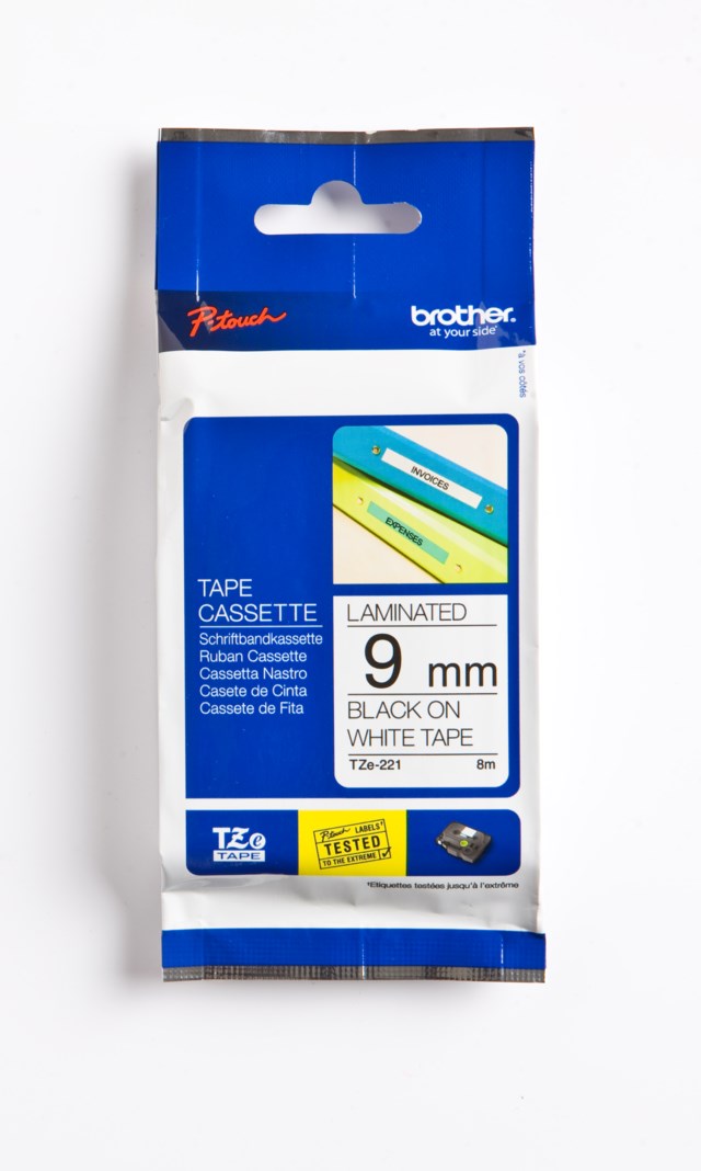 Märkband Brother svart/vit 9mm x 8m - 9mmx8m - 1