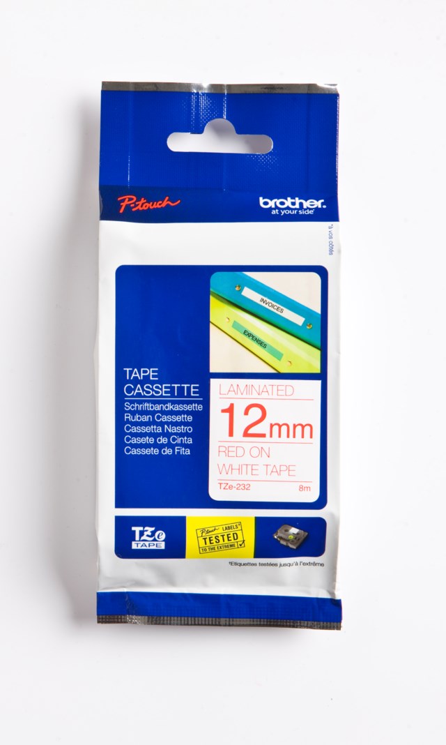 Märkband Brother röd/vit 12mm x 8m - 12mmx8m - 1