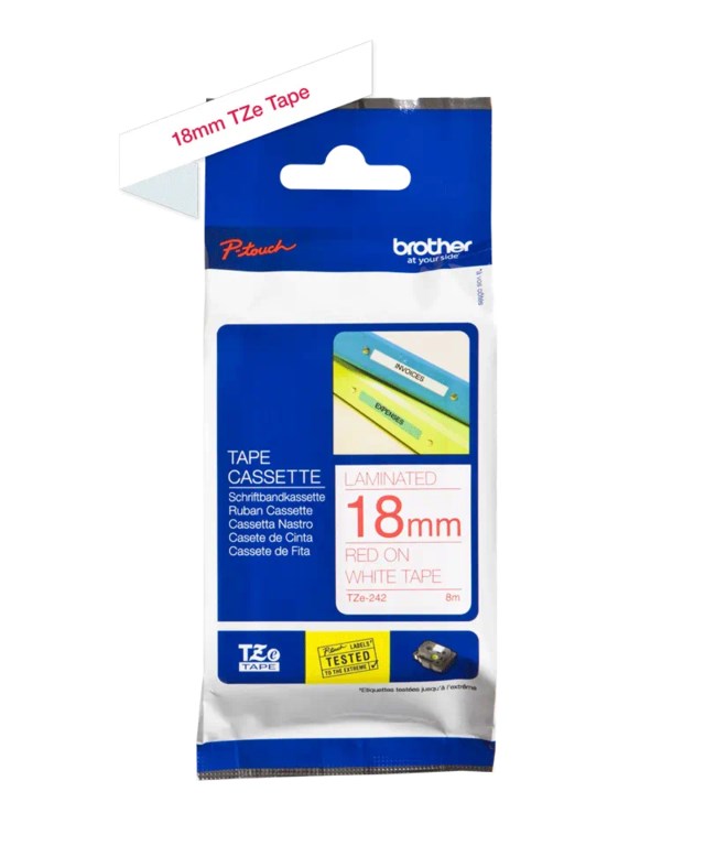 Märkband Brother röd/vit 18mm x 8m - 1