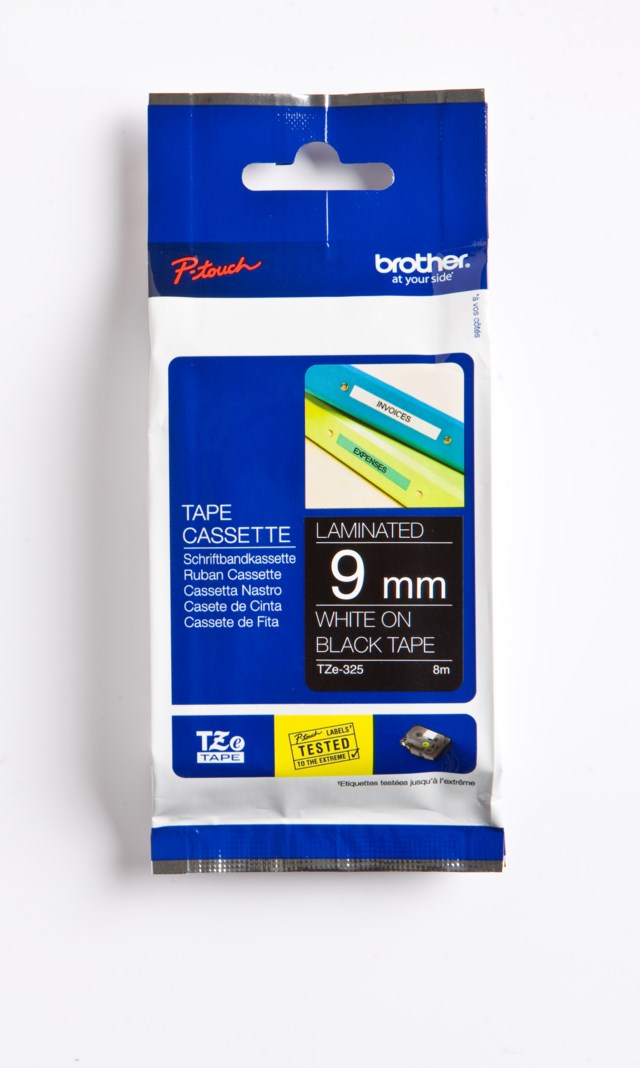Märkband Brother vit/svart 9mm x 8m - 9mmx8m - 1