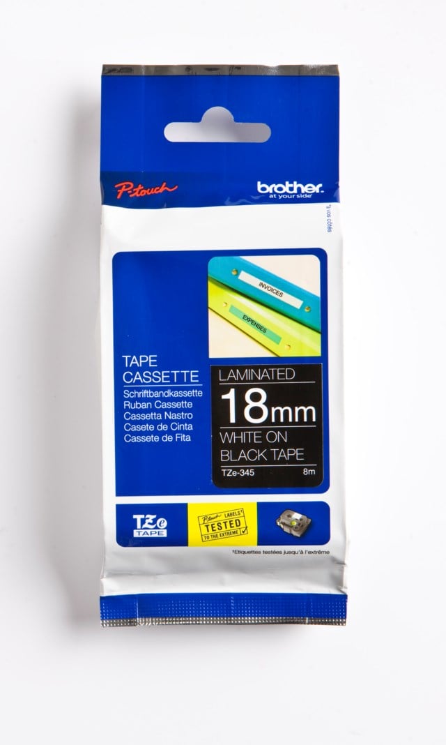 Märkband Brother vit/svart 18mm x 8m - 18mmx8m - 1
