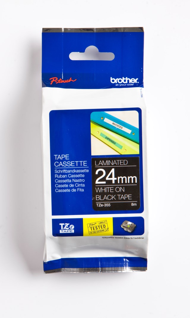 Märkband Brother vit/svart 24mm x 8m - 24mmx8m - 1